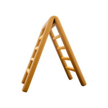 Tırmanmak ya da yüksek yerlere ulaşmak için tasarlanmış basit, stilize bir merdiven..