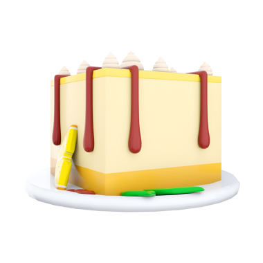 Neşeli süslemeleri olan renkli bir pasta. Kutlamalar ve partiler için ideal..