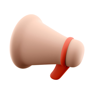 Tarz sahibi, üç boyutlu bir megafon, iletişimi ve duyuruları simgeliyor..