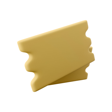 Bir parça makarna ya da dekoratif elemente benzeyen biçimlendirilmiş, bej bir nesne..