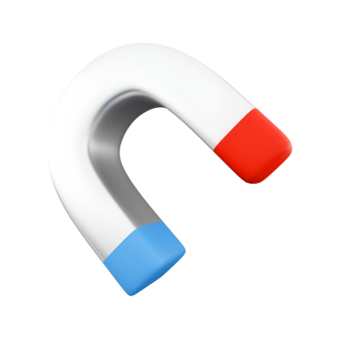 Kırmızı ve mavi uçlu renkli bir at nalı mıknatısı, genellikle bilimde manyetik özellikleri göstermek için kullanılır..