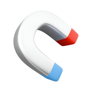 Bir at nalı mıknatısının, bilim ve eğitimde sıkça kullanılan kırmızı ve mavi direklerini gösteren üç boyutlu bir çizimi..