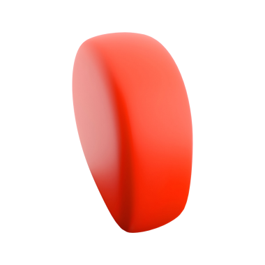 Şekillendirilmiş silgiye ya da dekoratif bir nesneye benzeyen pürüzsüz, yuvarlak kırmızı bir nesne.