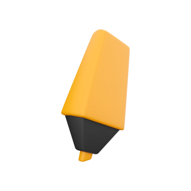 Metni vurgulamak için kullanılan yontulmuş uçlu sarı fosforlu kalem..