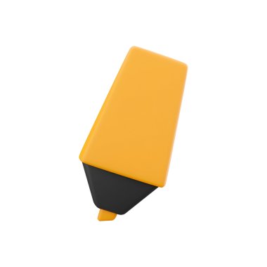 Siyah uçlu sarı fosforlu kalem, önemli bilgileri işaretlemek ya da metni vurgulamak için kullanılır.