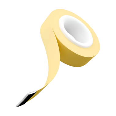 Sarı yapışkan bir bant rulosu. Genellikle çeşitli el işleri ve onarım işlerinde kullanılır..