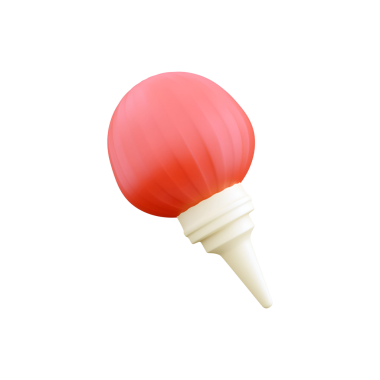 Sivri uçlu pembe bir sıkma şişe. Genellikle sos veya sos dağıtmak için kullanılır..