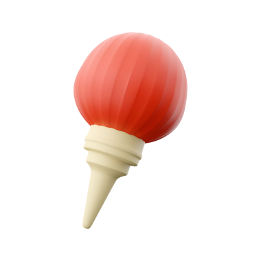 Yuvarlak bir kapağı ve pürüzsüz bir dokusu olan kırmızı ve dondurma külahı, neşeli bir tatlı konseptini çağrıştırıyor..