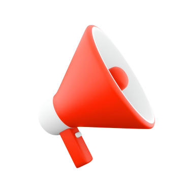 Sesi yükseltmek ve mesajları etkili bir şekilde iletmek için tasarlanmış kırmızı bir megafon..