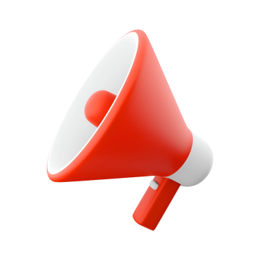 Sesi yükseltmek ve mesajları etkili bir şekilde iletmek için tasarlanmış kırmızı bir megafon..