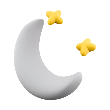 Hilal şeklindeki ay, iki sarı yıldızlı, geceyi ve sakinliği temsil ediyor..