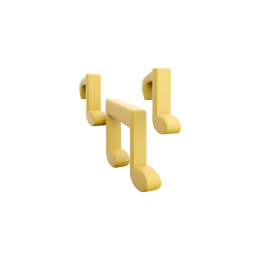 Müzikal notaların, müzik ve yaratıcılığı sembolize eden, sarı renkli bir tasviri..