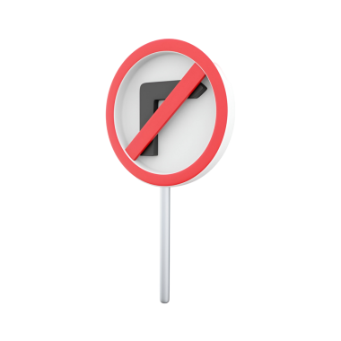 Bu konumda sağa dönüş yapmanın yasak olduğunu belirten sağa dönüş işareti yok.