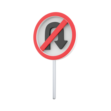 U dönüşü yapmanın yasak olduğunu belirten U dönüşü trafik işareti yok.