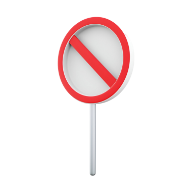 Kırmızı kenar ve çapraz kırmızı çizgi içeren dairesel bir dur işareti, yasağı veya yasağı simgeliyor.