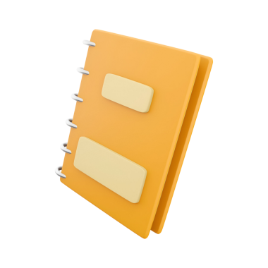 Yüzük klasörlü parlak turuncu bir defter ve kişiselleştirme için iki boş etiket..