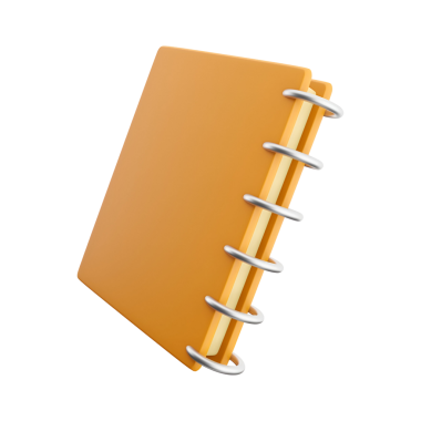 Turuncu renkli üç halkalı bir klasör, genellikle belge ve notları düzenlemek için kullanılır..