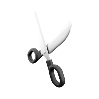 Zarif bir tasarımı olan bir makas, çeşitli malzemeleri kesmek için kullanılır..