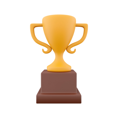 Altın bir kupa ve kahverengi tabanlı stilize bir kupa, başarıyı ve zaferi simgeliyor..