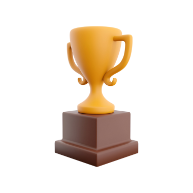 Kahverengi bir kaidede altın bir kupa, yarışmalarda ve sporlarda başarıyı simgeliyor..