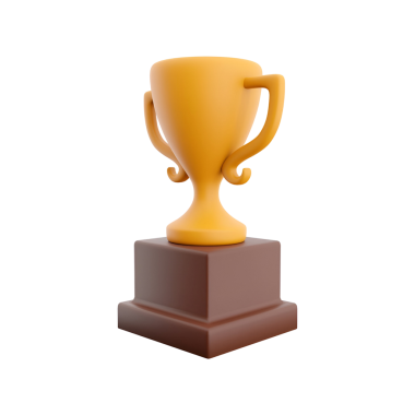Kahverengi bir kaidede altın bir kupa, başarıyı ve başarıyı simgeliyor..