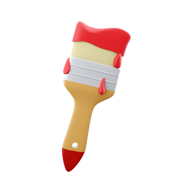 Kırmızı boyalı bir boya fırçası, sanatçılar ve DIY projeleri için yaratıcı bir araç sergiliyor.