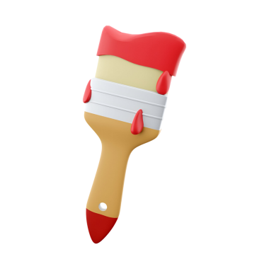 Renkli bir boya fırçası damlayan kırmızı boya, yaratıcılığı ve sanatsal ifadeyi simgeliyor..