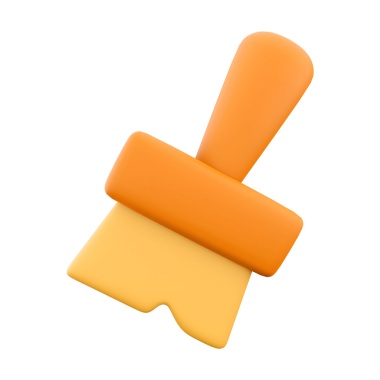 Resim, sanat veya DIY projelerini temsil eden stilize bir boya fırçası emojisi..