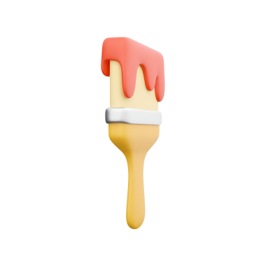 Renkli boya fırçası damlayan boya, yaratıcılığı ve sanatsal ifadeyi sembolize ediyor..