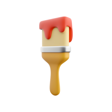 Yaratıcılığı ve sanatsal ifadeyi sembolize eden kırmızı boya damlayan bir boya fırçası..