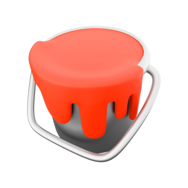 Kapağından turuncu boya damlayan bir boya kovası. Resim veya sanatsal amaçlar için kullanıldığını gösteriyor..