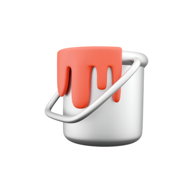 Kenarlarından turuncu boya damlayan bir boya kovası yaratıcılığı ve DIY projelerini simgeliyor..