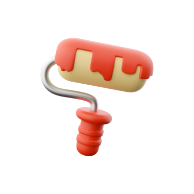 Kırmızı boya damlayan renkli boya silindiri yaratıcılığı ve ev gelişimini sembolize ediyor..