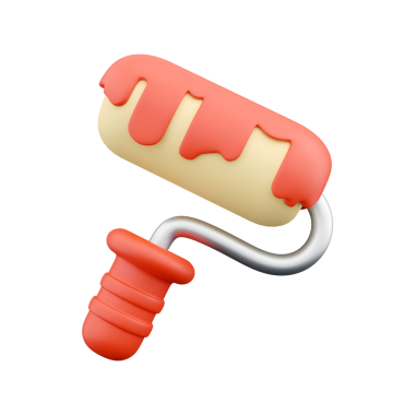 Resim ve yaratıcılık için araçları temsil eden damlayan boyalı stilize bir boya silindiri..