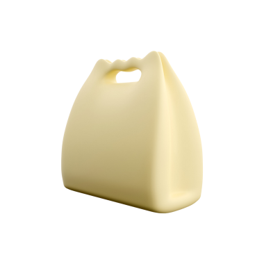 Basit, saplı sarı bir çanta, öğle yemeği ya da çanta gibi, eşyaları taşımak için tasarlanmış..