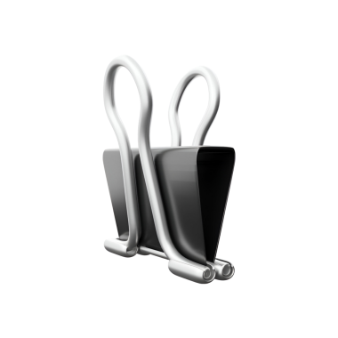 Kağıtları bir arada tutmak için kullanılan siyah ve gümüş bir şarjör..