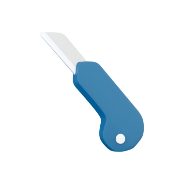 Kesme ve hazırlama işleri için tasarlanmış geri çekilebilir bıçaklı mavi bir alet bıçağı..