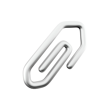 Basit bir gümüş ataç simgesi, genellikle kağıt sayfalarını bir arada tutmak ya da belgeleri düzenlemek için kullanılır.