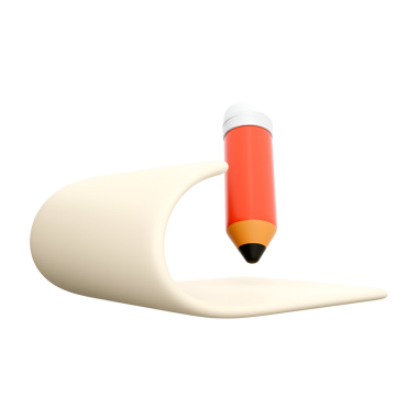 Eğri bir yüzeyde duran bir kalemin biçimlendirilmiş görüntüsü yaratıcılığı ve tasarımı akla getiriyor..