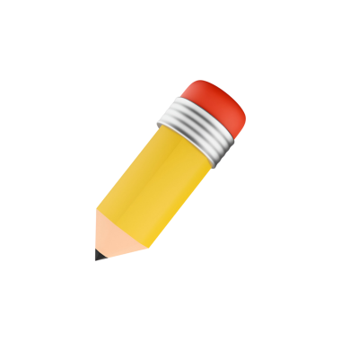 Kırmızı silgisi olan sarı bir kalem, genellikle yazmak ya da çizmek için kullanılır..