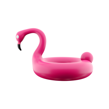 Canlı pembe flamingo şeklinde şişme havuz, suda eğlence ve eğlence için tasarlanmış..