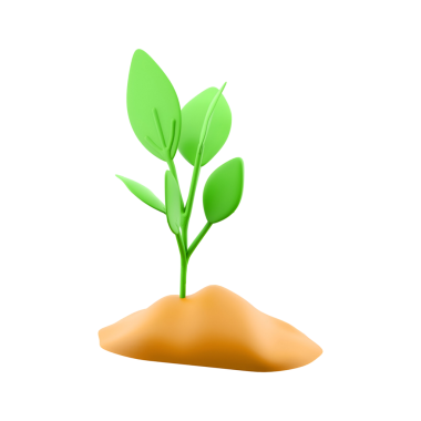 Kahverengi topraktan filizlenen küçük yeşil bitki büyümeyi ve yenilenmeyi simgeliyor..