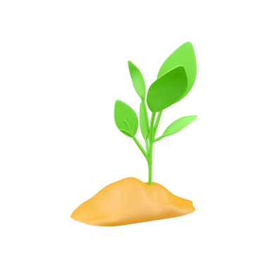 Toprak yığınından yapraklar büyüyen küçük yeşil bir bitki. Büyümeyi ve doğayı simgeliyor..