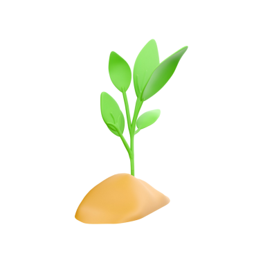 Toprak yığınından filizlenen küçük yeşil bir bitki büyümeyi ve doğayı simgeliyor..