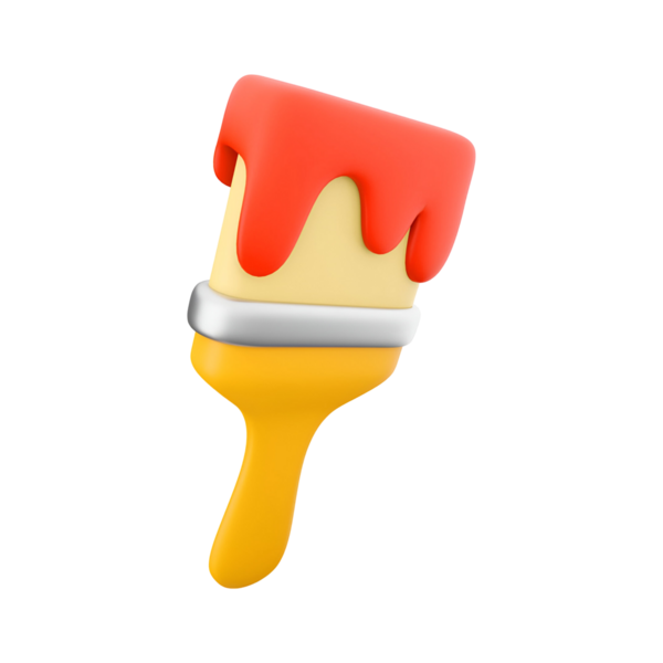 Renkli boya fırçası damlayan boya, yaratıcılığı ve sanatsal ifadeyi sembolize ediyor..