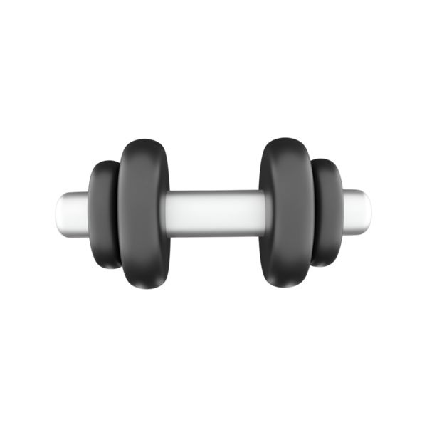 Güç antrenmanı ve spor yapmak için kullanılan siyah beyaz bir halter..