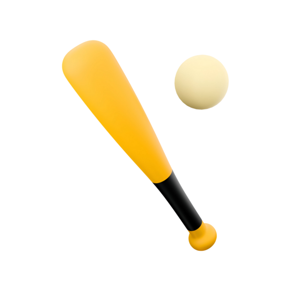 Sarı bir beyzbol sopası ve beyaz bir top. Genellikle beyzbol sporunda vururken ve oynarken kullanılır..