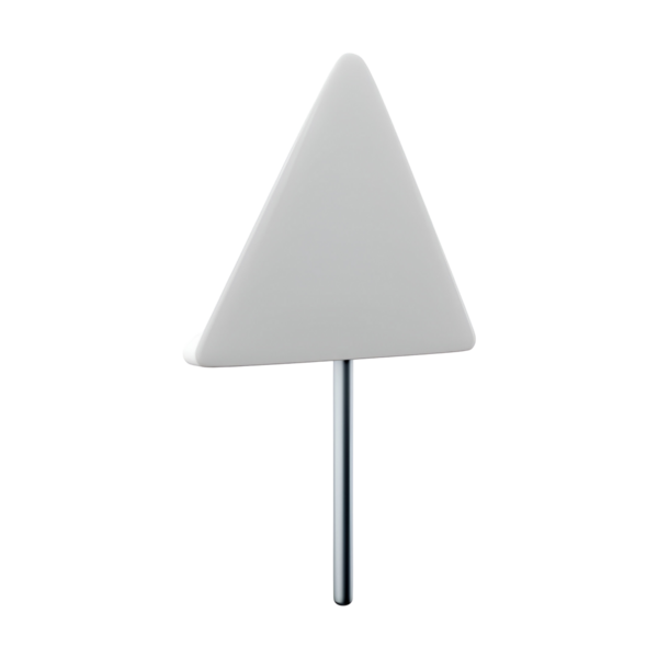 Metalik bir direği olan basit bir üçgen işaret, muhtemelen yönlendirme ya da bilgilendirme amaçlı kullanılır..