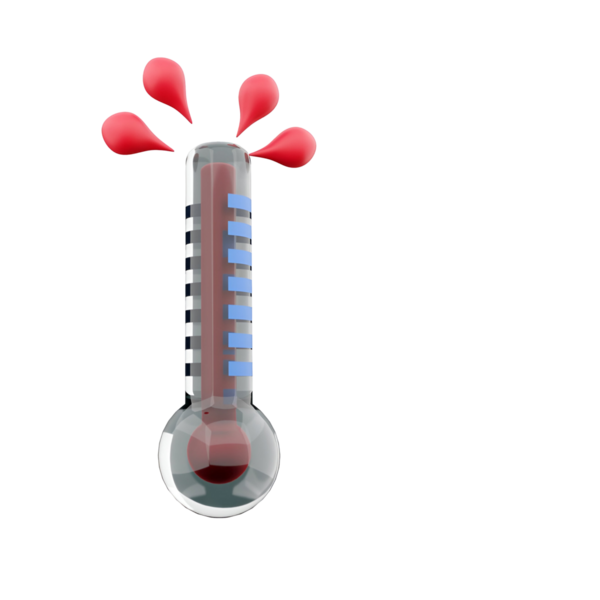 Damlacıklarla sıcaklık seviyelerini gösteren, ölçüm ya da hava durumunu temsil eden dijital bir termometre grafiği.
