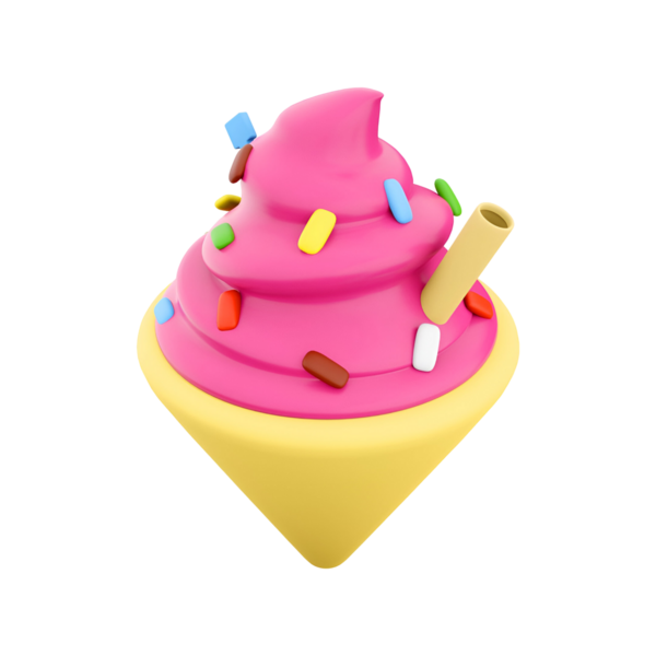 Renkli bir dondurma serpiştirilmiş ve pipetli, konide servis edilmiş, ferahlatıcı bir ikram için mükemmel..